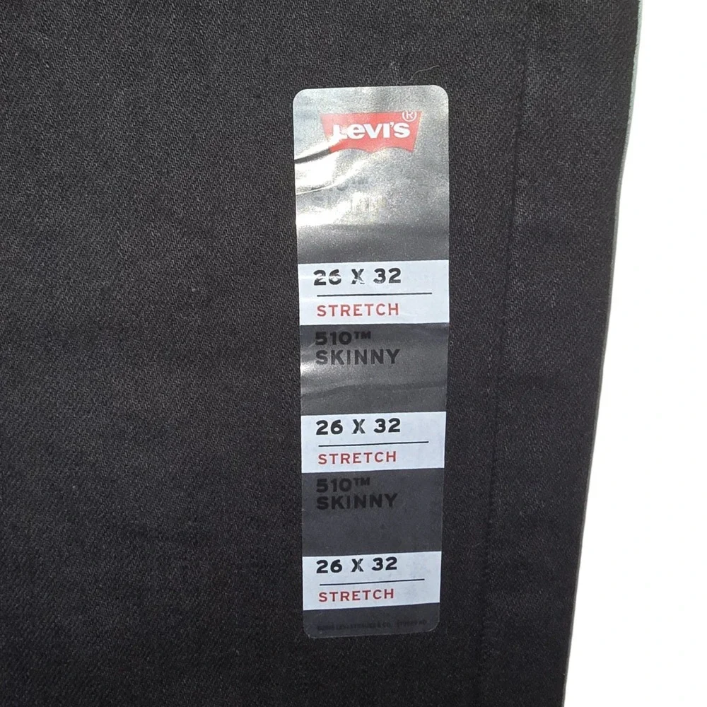 Levis 510 Skinny Jeans Mens 26x32 Black Stretch Denim Modern Fit Pants NEW